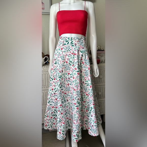 Boden Brooke Utility 100% Cotton Midi skirt in Spring floral print Size 4R NWOT - Picture 2 of 10